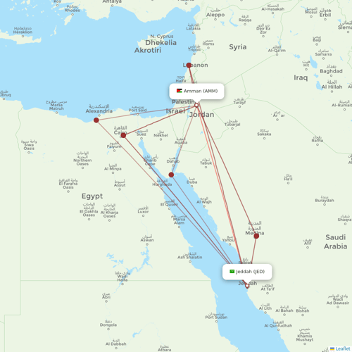Royal Jordanian flights between Amman and Jeddah