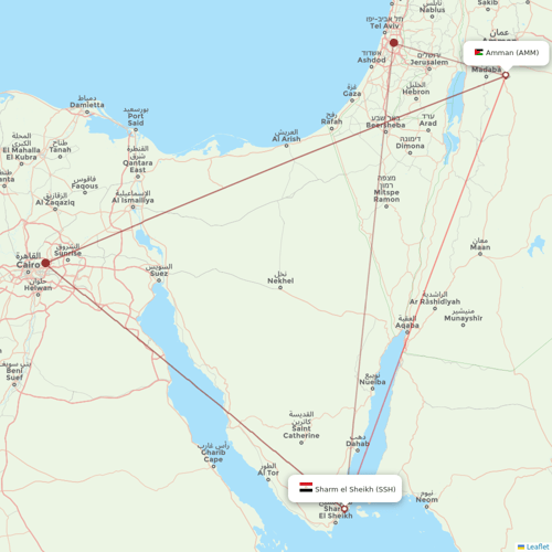 Jordan Aviation flights between Amman and Sharm el Sheikh