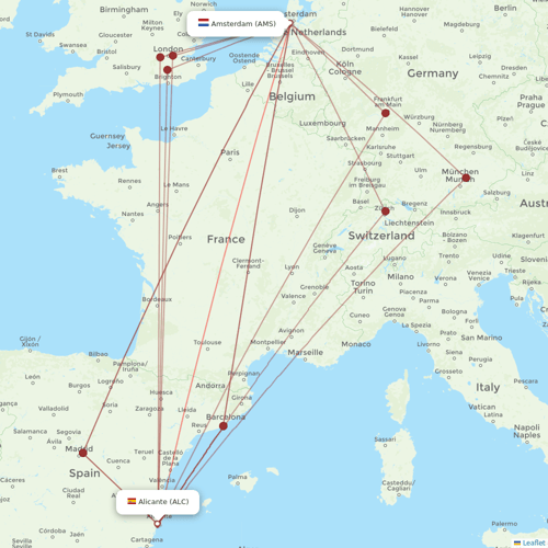 Transavia flights between Amsterdam and Alicante
