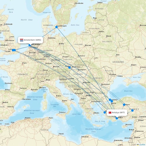TUIfly Netherlands flights between Amsterdam and Antalya