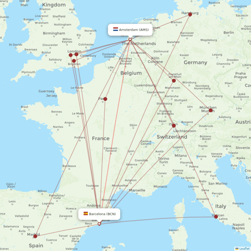 Transavia flights between Amsterdam and Barcelona
