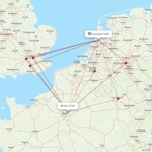 Air France flights between Amsterdam and Paris