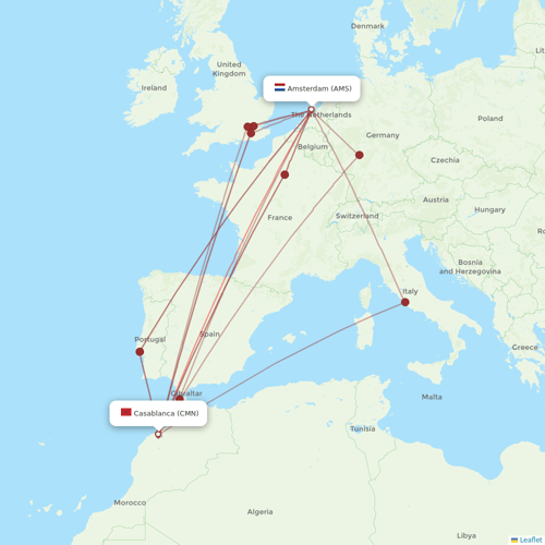 Royal Air Maroc flights between Amsterdam and Casablanca