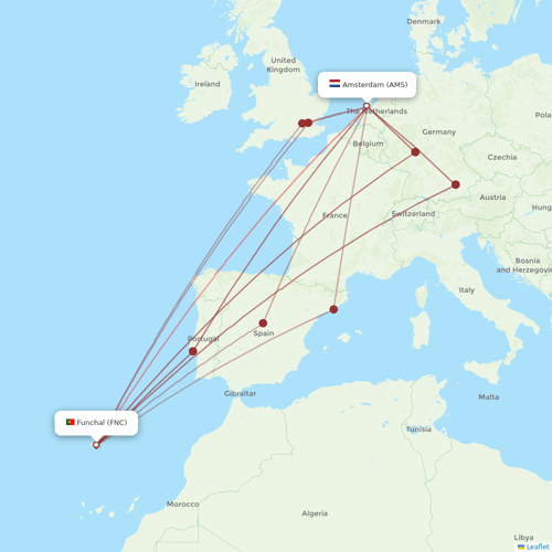 TUIfly Netherlands flights between Amsterdam and Funchal