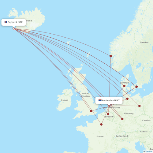 Star Air flights between Amsterdam and Reykjavik