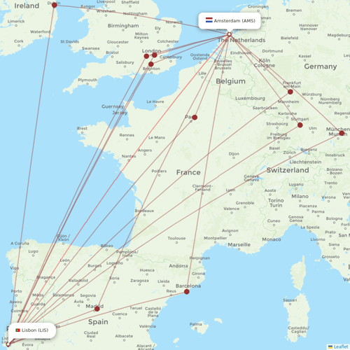 Transavia flights between Amsterdam and Lisbon