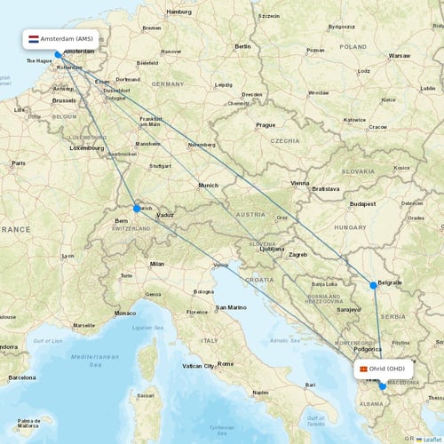 TUIfly Netherlands flights between Amsterdam and Ohrid