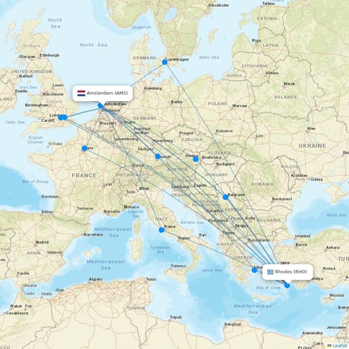 TUIfly Netherlands flights between Amsterdam and Rhodes