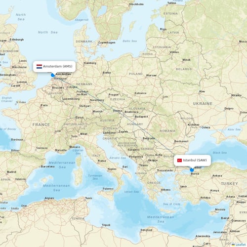 Pegasus flights between Amsterdam and Istanbul