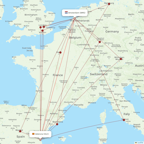 Transavia flights between Amsterdam and Valencia