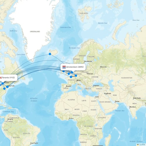 Air Transat flights between Amsterdam and Toronto