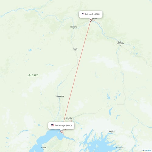 Alaska Airlines flights between Anchorage and Fairbanks