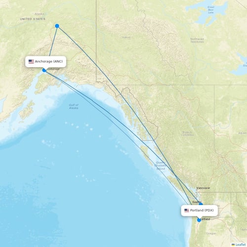 Alaska Airlines flights between Anchorage and Portland