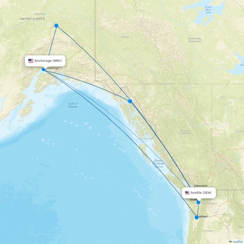 Hawaiian Airlines flights between Anchorage and Seattle