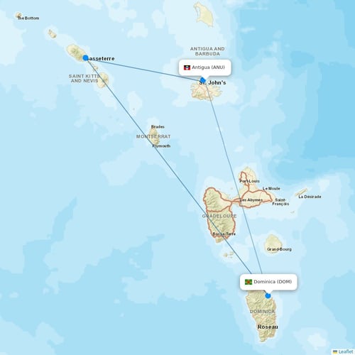 Winair flights between Antigua and Dominica