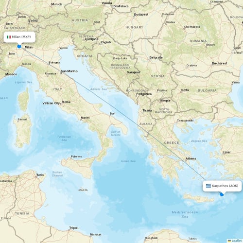 Neos flights between Karpathos and Milan