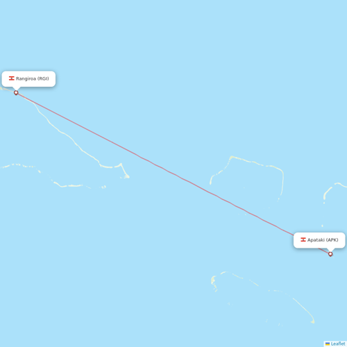 Air Tahiti flights between Apataki and Rangiroa