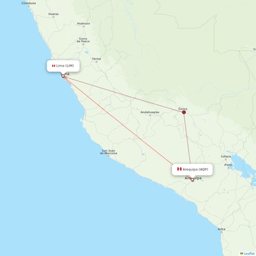 LATAM Airlines flights between Arequipa and Lima