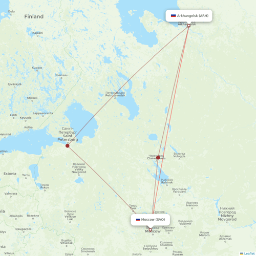 Aeroflot flights between Arkhangelsk and Moscow