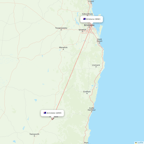 Link Airways flights between Armidale and Brisbane