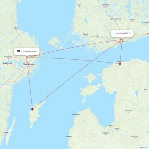 Finnair flights between Stockholm and Helsinki