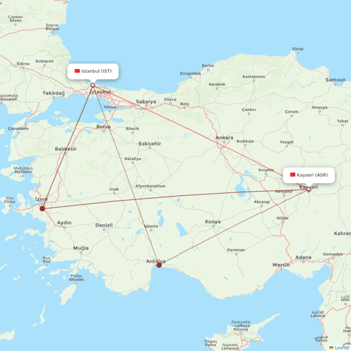 Turkish Airlines flights between Kayseri and Istanbul