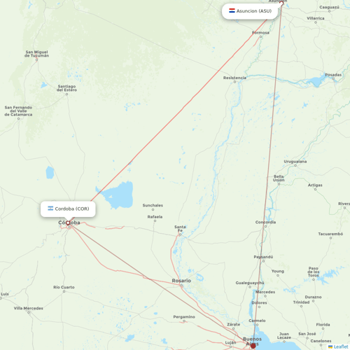 Silk Way Airlines flights between Asuncion and Cordoba