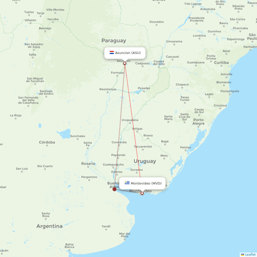 Silk Way Airlines flights between Asuncion and Montevideo