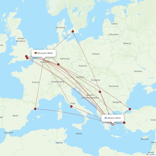 Sky Express flights between Athens and Brussels