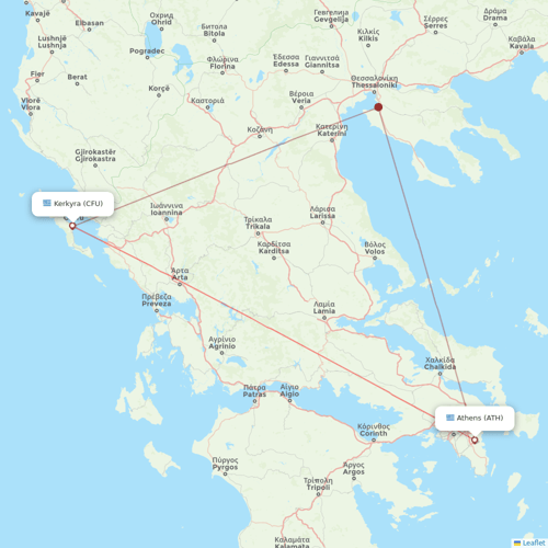 Sky Express flights between Athens and Kerkyra