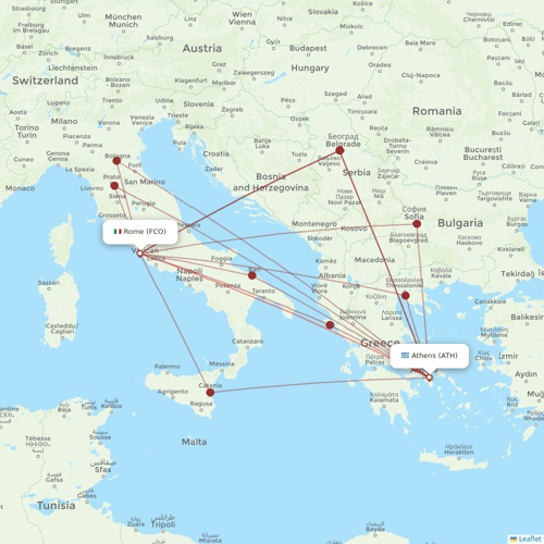 Aegean Airlines flights between Athens and Rome