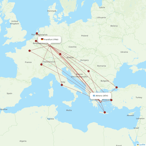 Aegean Airlines flights between Athens and Frankfurt