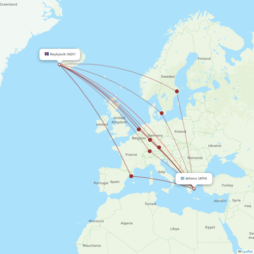 Star Air flights between Athens and Reykjavik