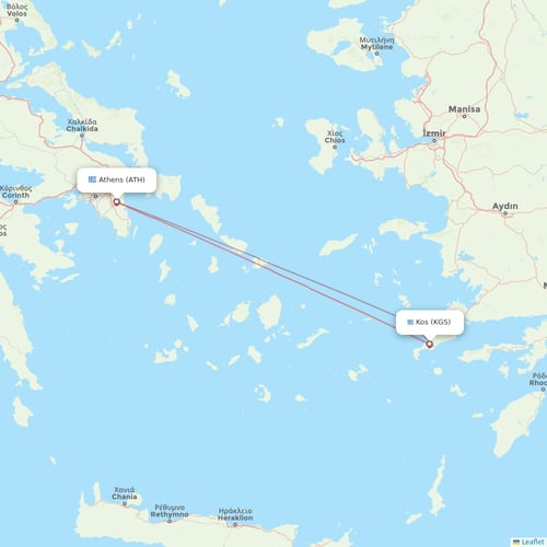 Sky Express flights between Athens and Kos