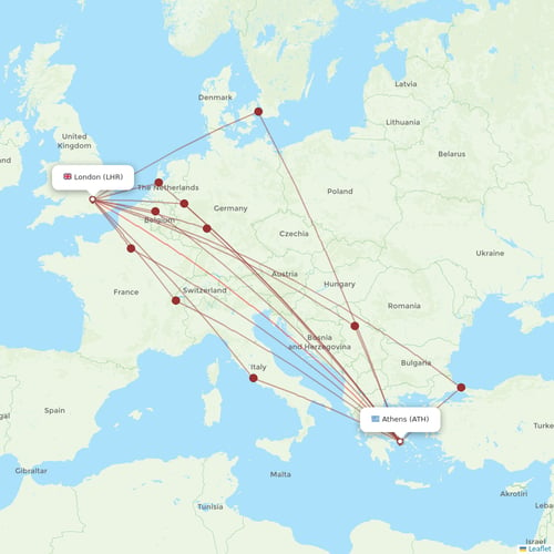 Aegean Airlines flights between Athens and London