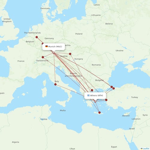 Aegean Airlines flights between Athens and Munich