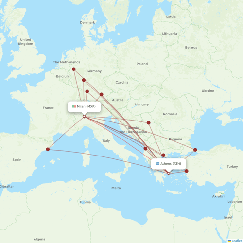 Aegean Airlines flights between Athens and Milan