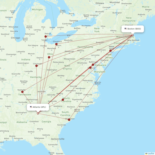 Delta Air Lines flights between Atlanta and Boston