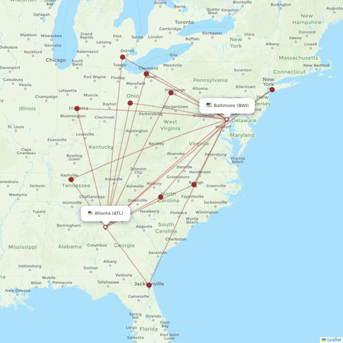 Frontier Airlines flights between Atlanta and Baltimore