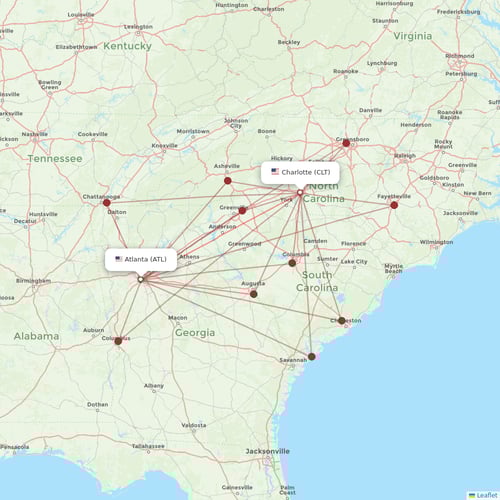 Delta Air Lines flights between Atlanta and Charlotte