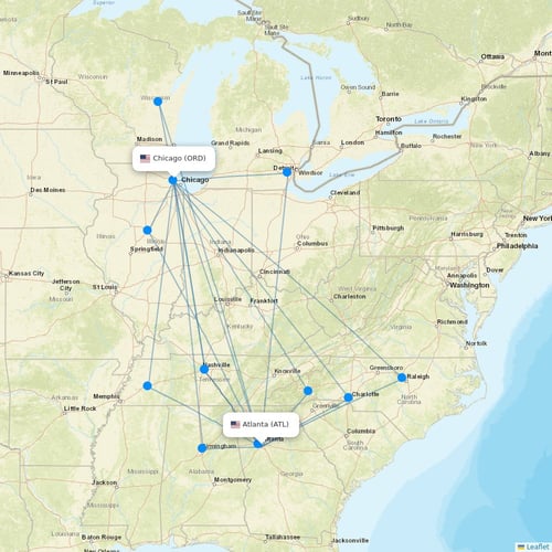 Frontier Airlines flights between Atlanta and Chicago