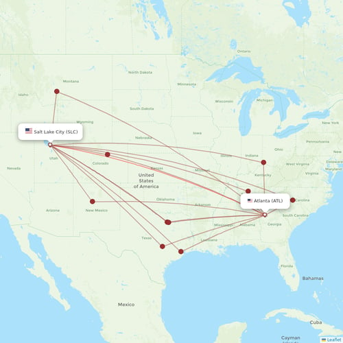 Delta Air Lines flights between Atlanta and Salt Lake City