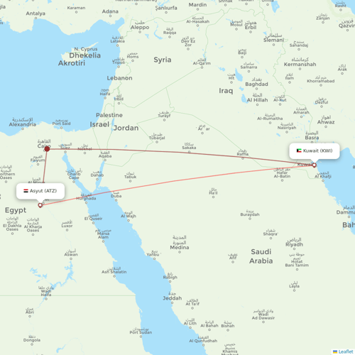 Jazeera Airways flights between Asyut and Kuwait