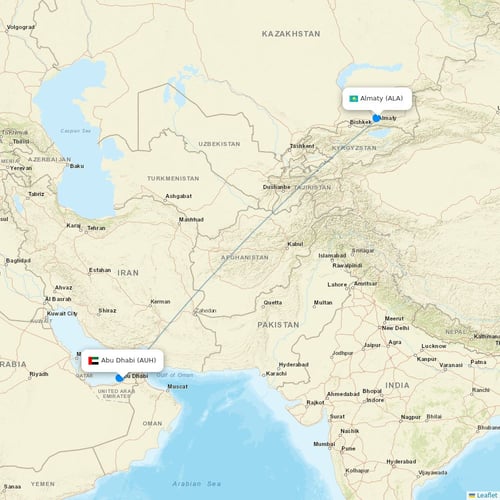 Intercontinental Airways (Gambia) flights between Abu Dhabi and Almaty