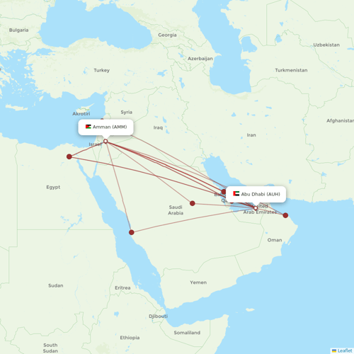 Royal Jordanian flights between Abu Dhabi and Amman