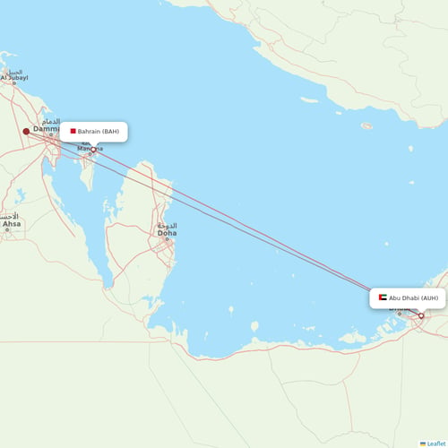 Gulf Air flights between Abu Dhabi and Bahrain