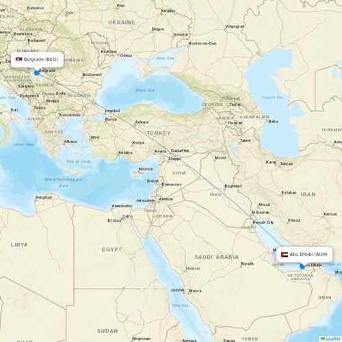 Intercontinental Airways (Gambia) flights between Abu Dhabi and Belgrade