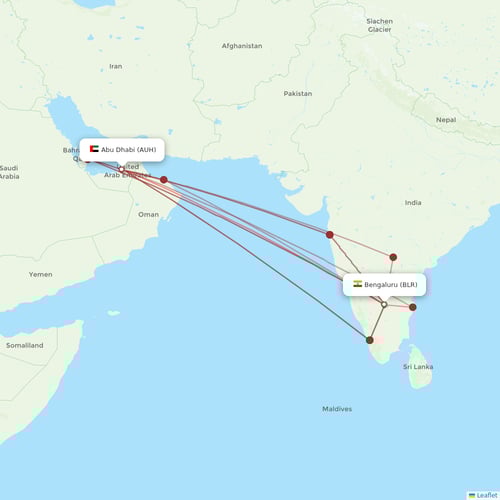 Etihad Airways flights between Abu Dhabi and Bengaluru
