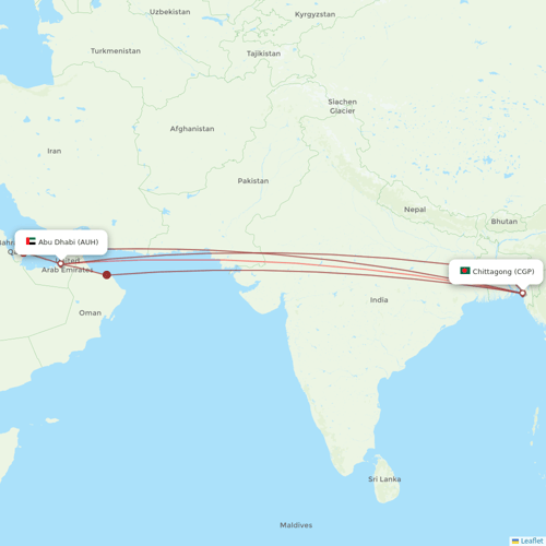 US-Bangla Airlines flights between Abu Dhabi and Chittagong