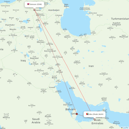 Intercontinental Airways (Gambia) flights between Abu Dhabi and Yerevan